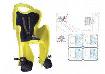 BELLELLI Сидение заднее Mr Fox Standard B-Fix,Hi-Viz, светоотражающее, жёлтое с синей вставкой, до 22кг