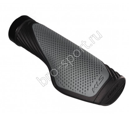 Велосипедные грипсы Kellys KLS WAVE LockOn 130/135мм, кратон, 1 грипстоп,1 заглушка, черный/серый